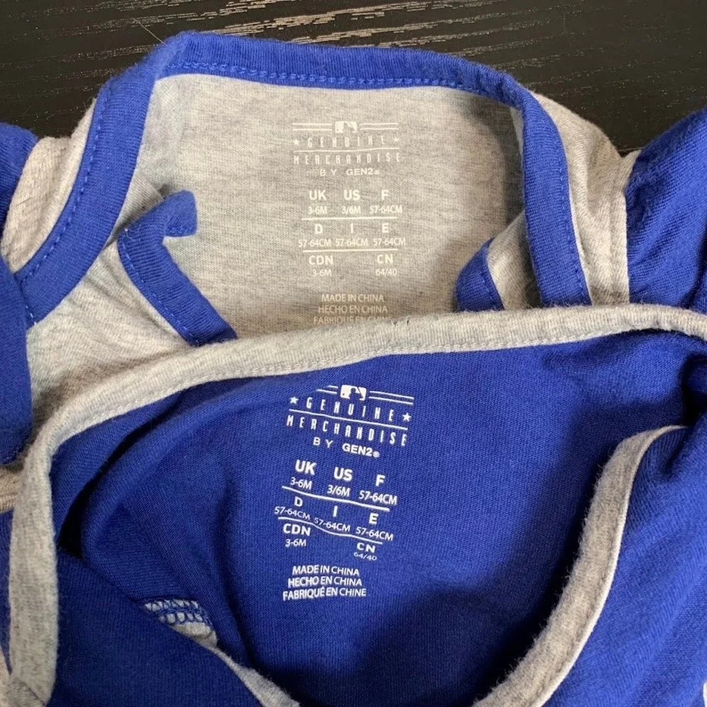LA Dodgers Baby Girls Romper Set 2 Pack Gen2 Blue Gray 3-6 Months MLB Baseball